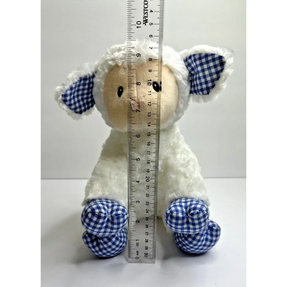 GUND Brooks Brothers Lamb‎ Blue Gingham Feet Ears White Swirl Plush Stuffed